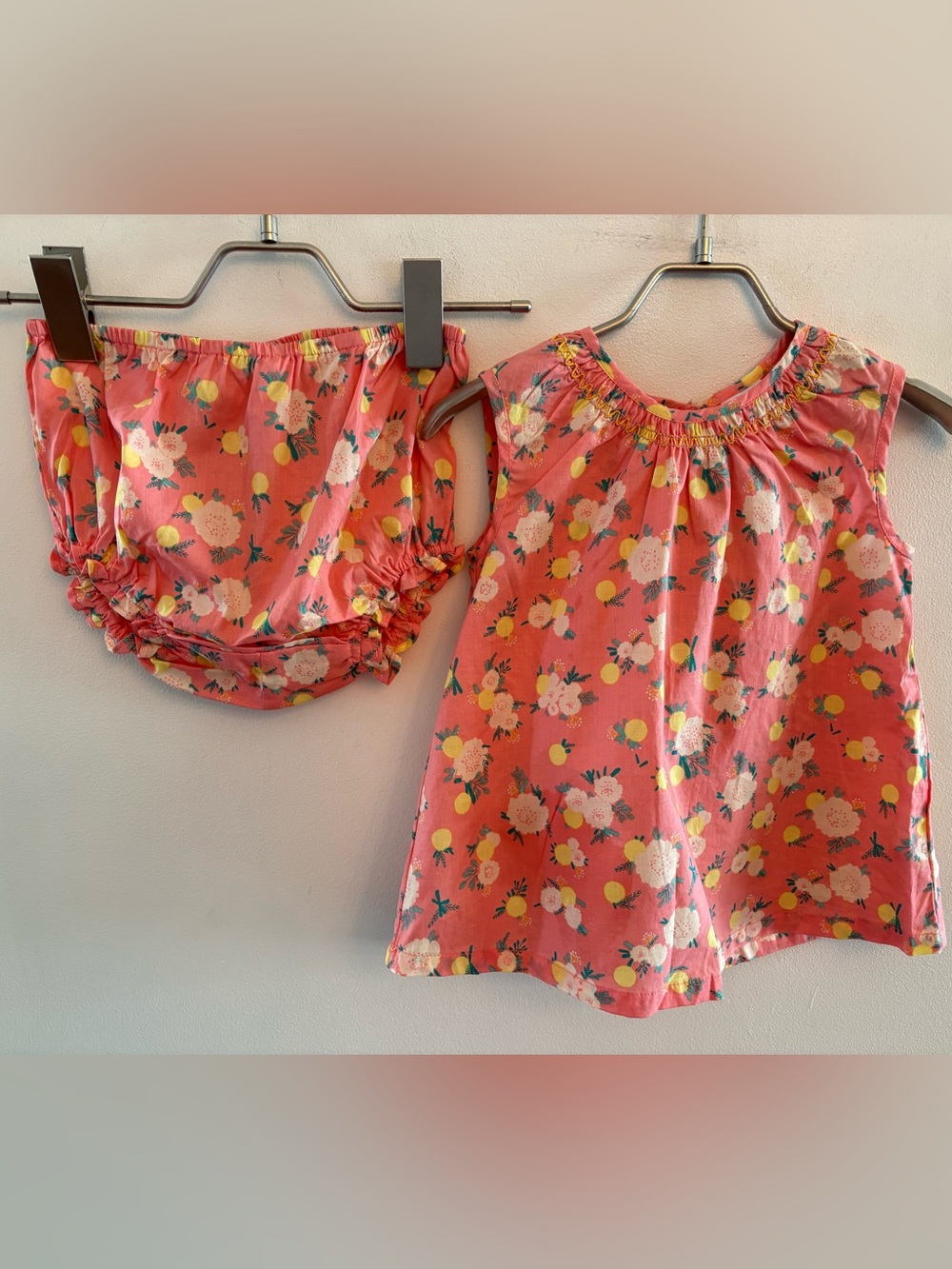 Egg by Susan Lazar Coral Floral Girls' Matching Set 18M